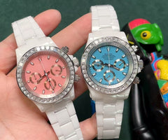Ceramic white watch with crystal dial watch