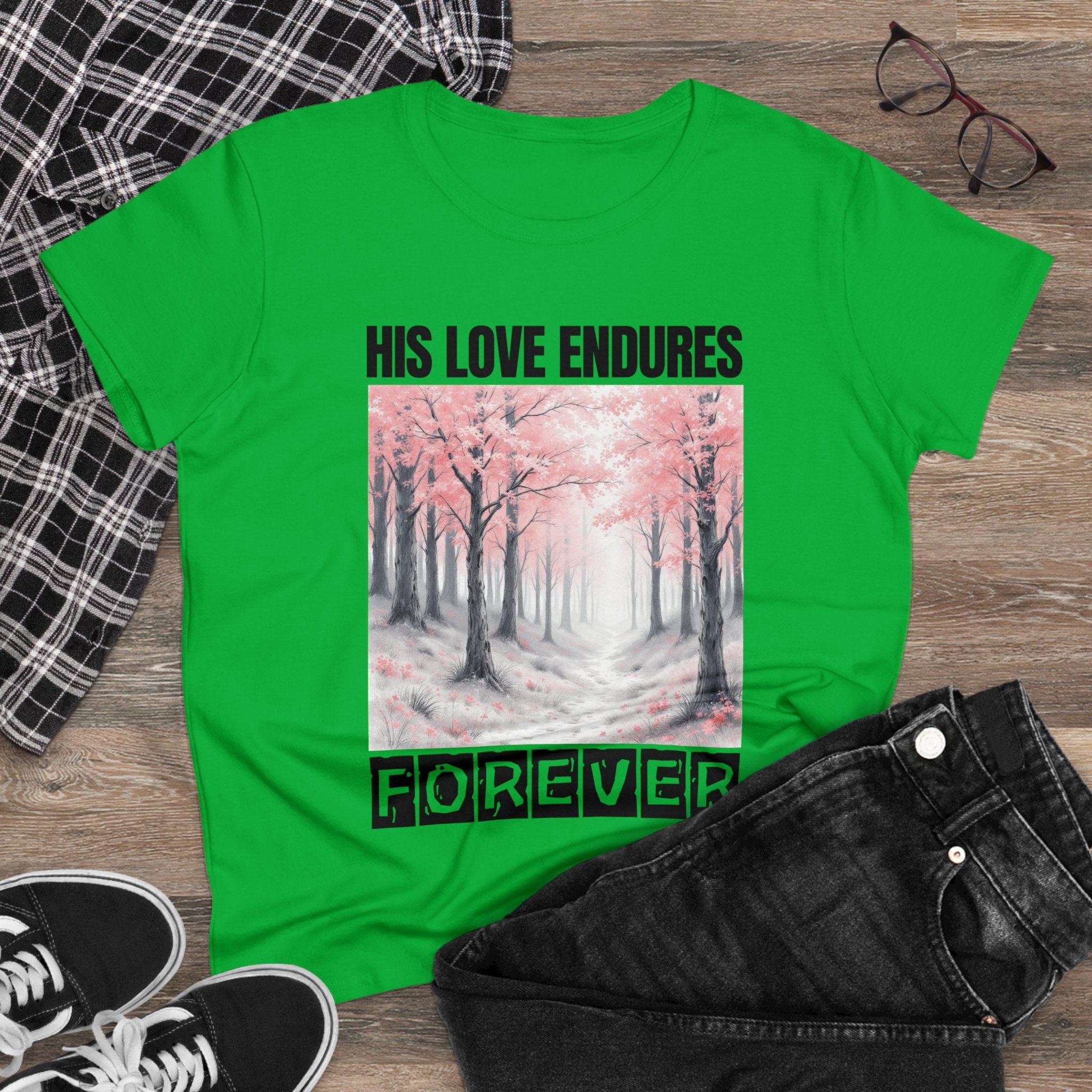 Christian T-shirt, His Love Endures forever, Love T-shirt, Inspirational Quote T-shirt, Gift for Christian Moms, Jesus Shirt