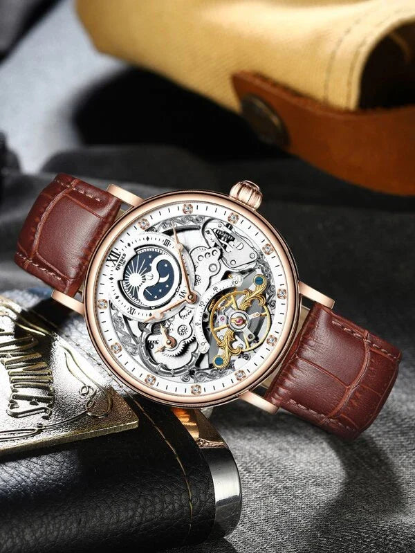 White Hollow - Brown Leather - Automatic -41mm