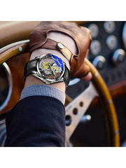 White Blue - Black Leather - Automatic -41mm