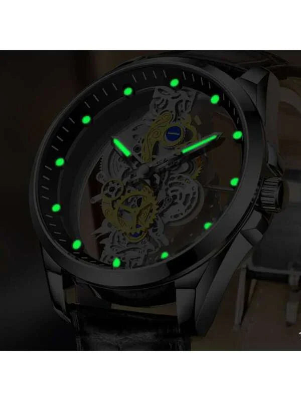 White Blue - Black Leather - Automatic -41mm
