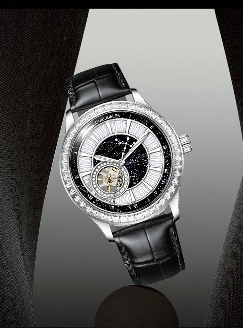Black White- Black Leather - Automatic -42mm
