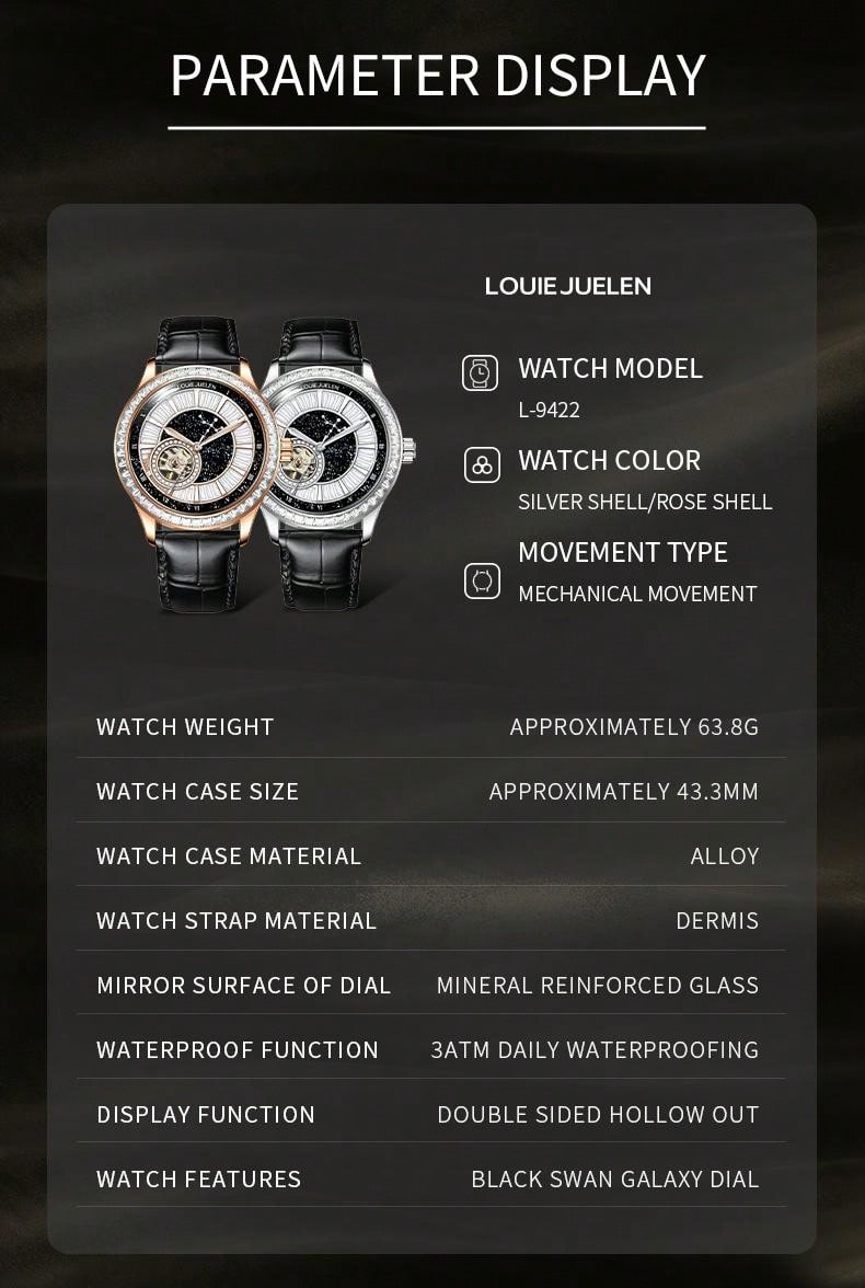 Black White- Black Leather - Automatic -42mm