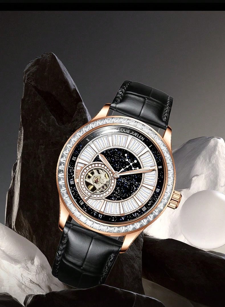 Black White- Black Leather - Automatic -42mm