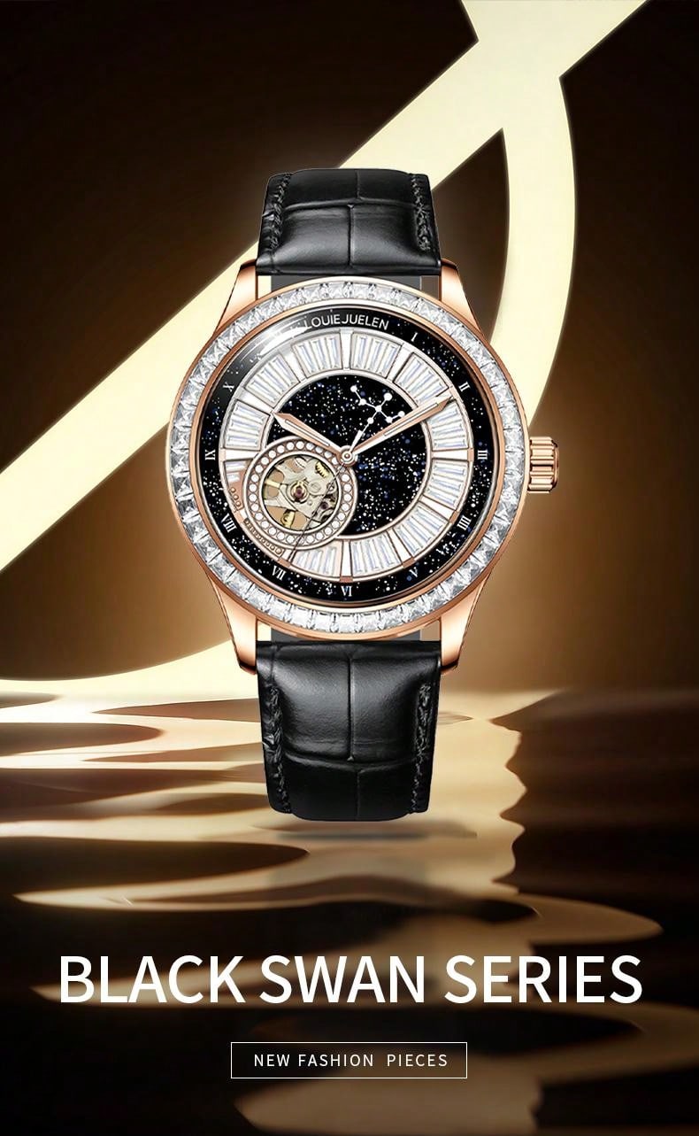 Black White- Black Leather - Automatic -42mm