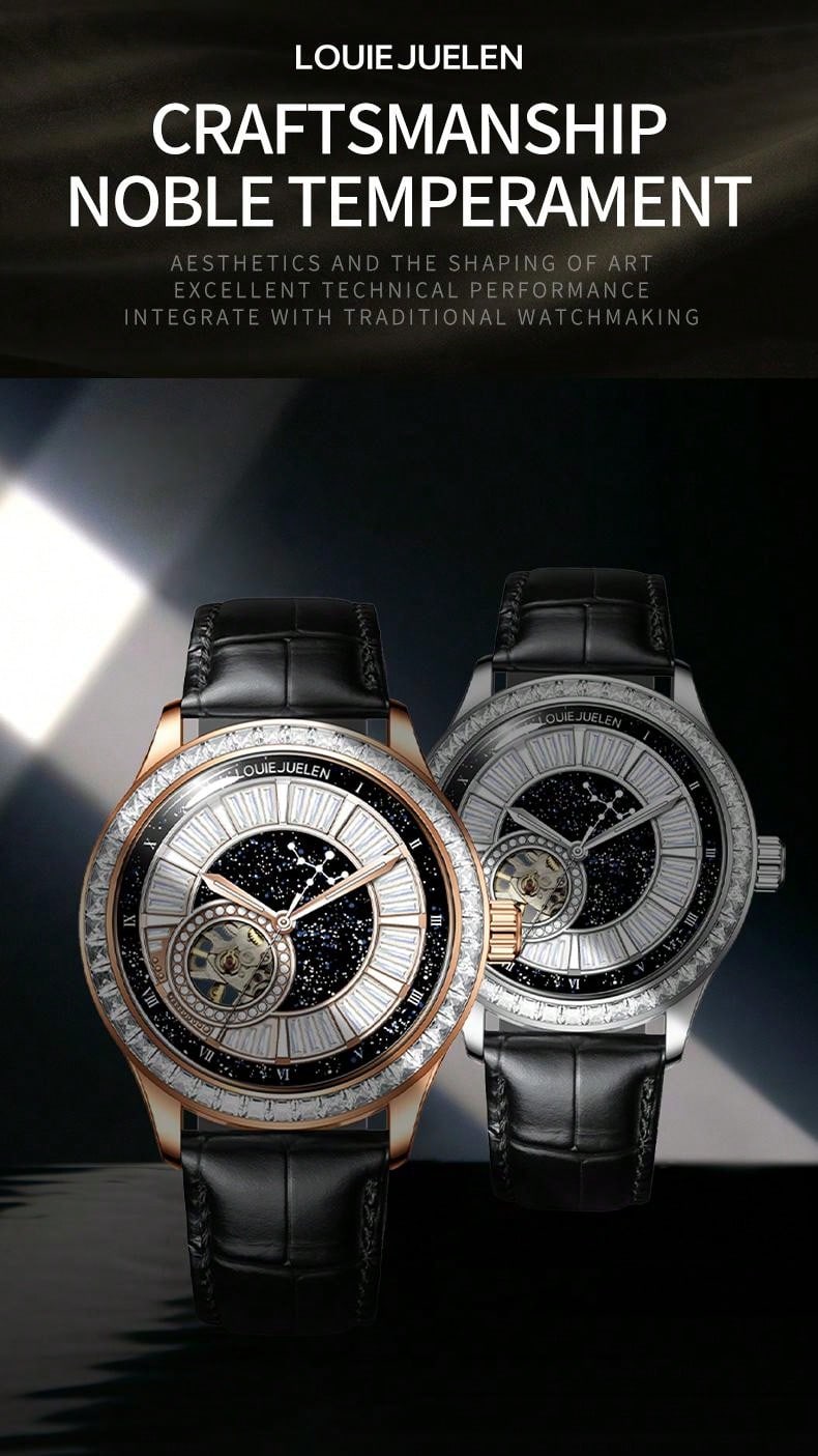 Black White- Black Leather - Automatic -42mm