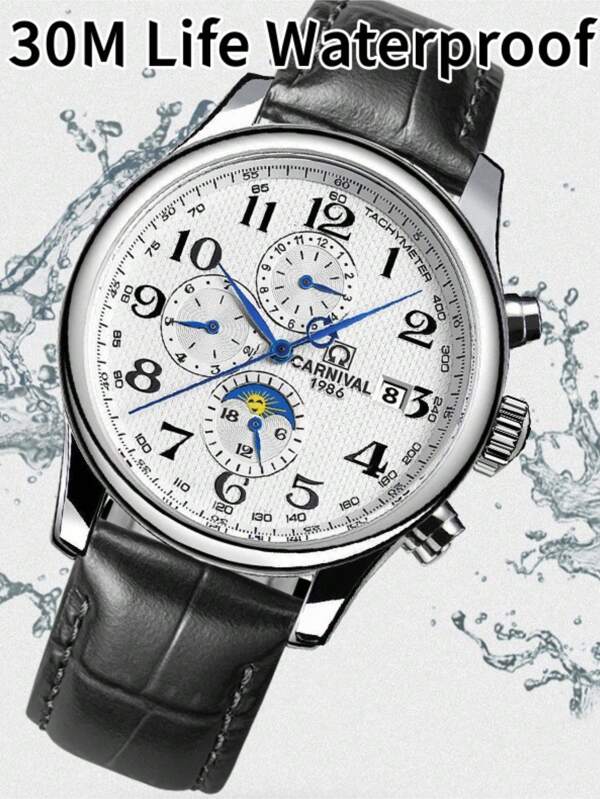Blue - Black Leather - Automatic -41mm