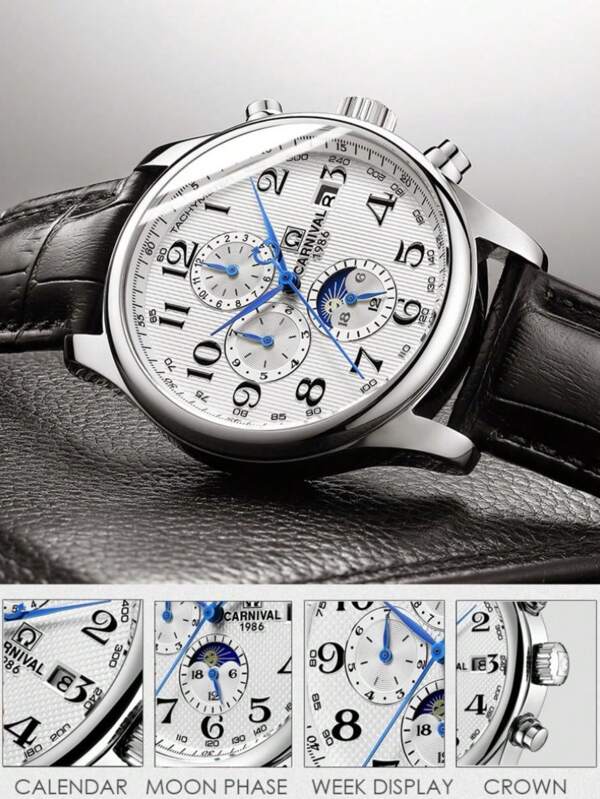 Blue - Black Leather - Automatic -41mm