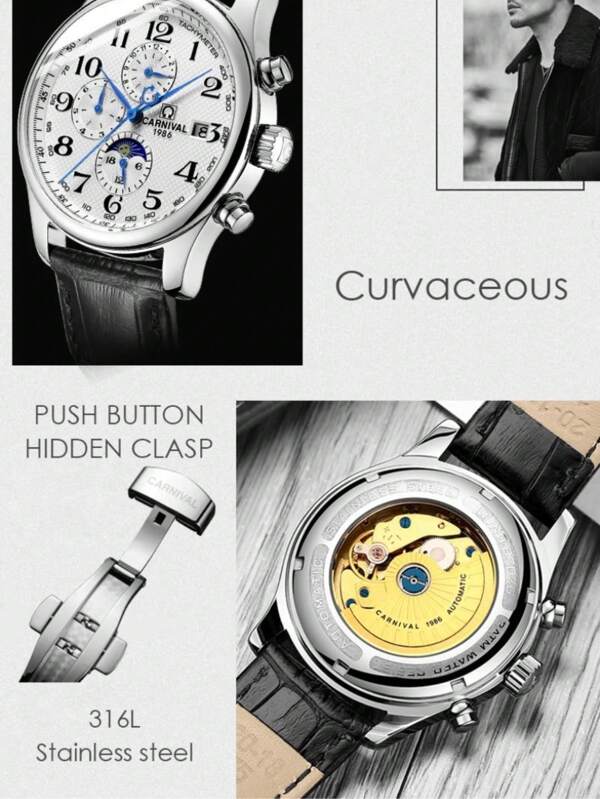 Blue - Black Leather - Automatic -41mm