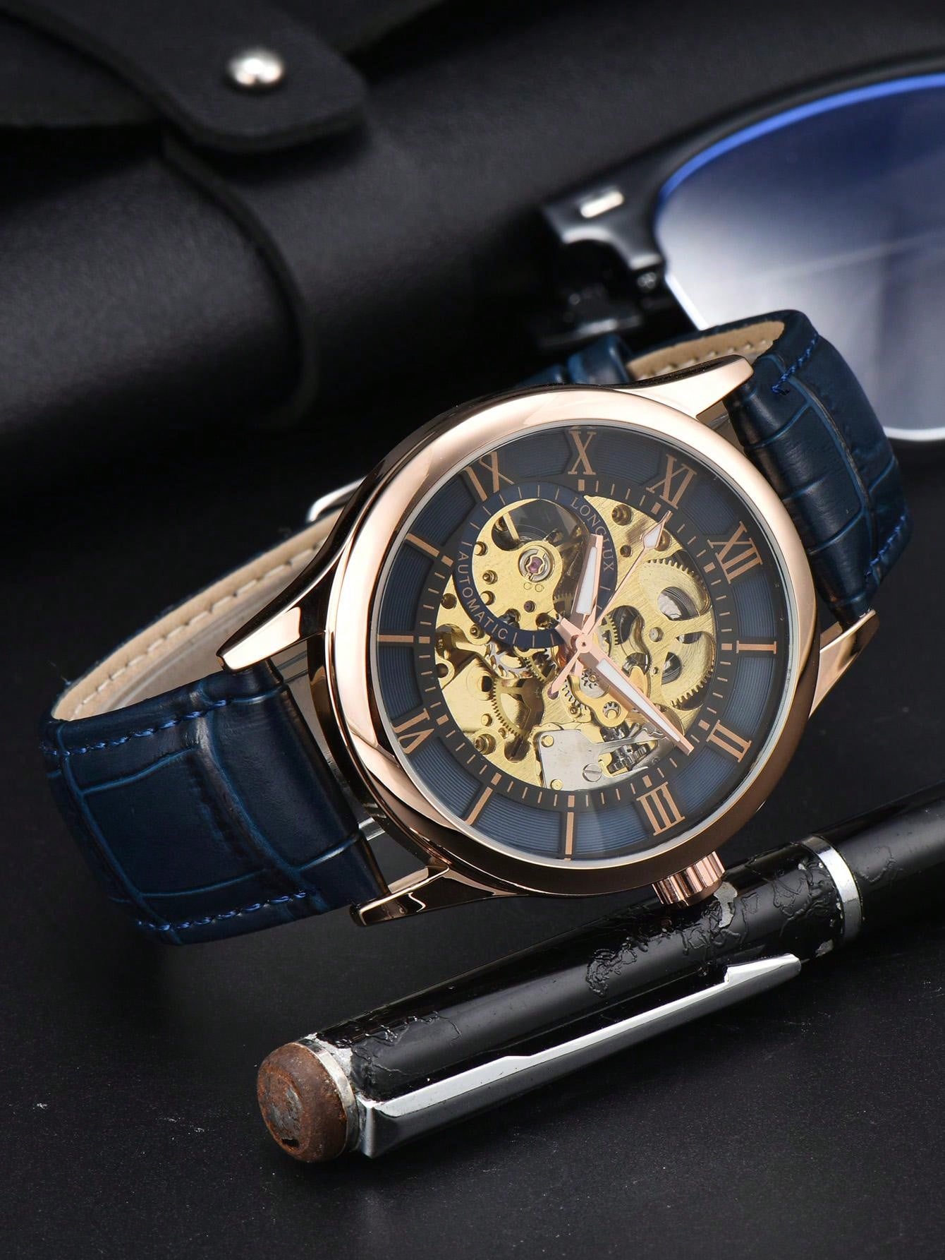 Hollow Black - Black Leather - Automatic -42mm