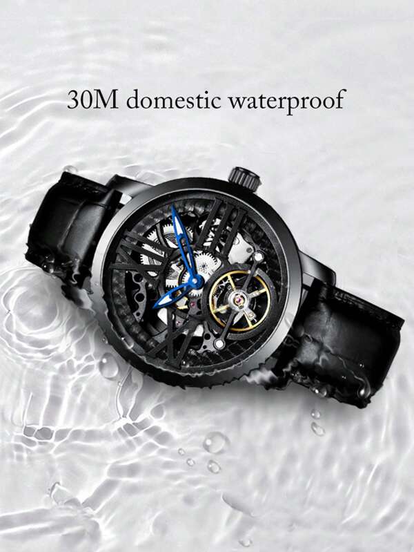 Black White- Black Leather - Automatic -41mm