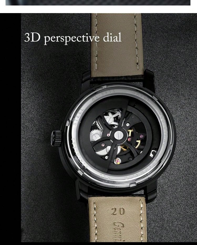 Black White- Black Leather - Automatic -41mm