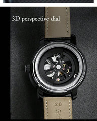 Black White- Black Leather - Automatic -41mm