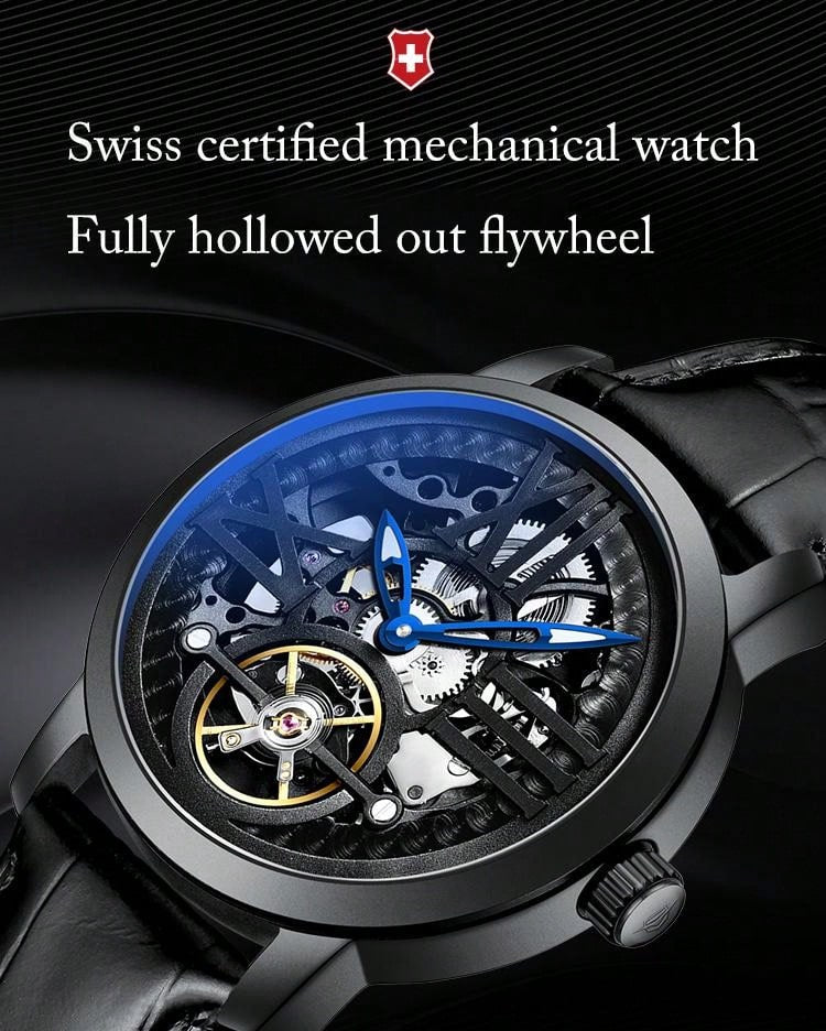 Black White- Black Leather - Automatic -41mm