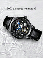 Black White- Black Leather - Automatic -41mm
