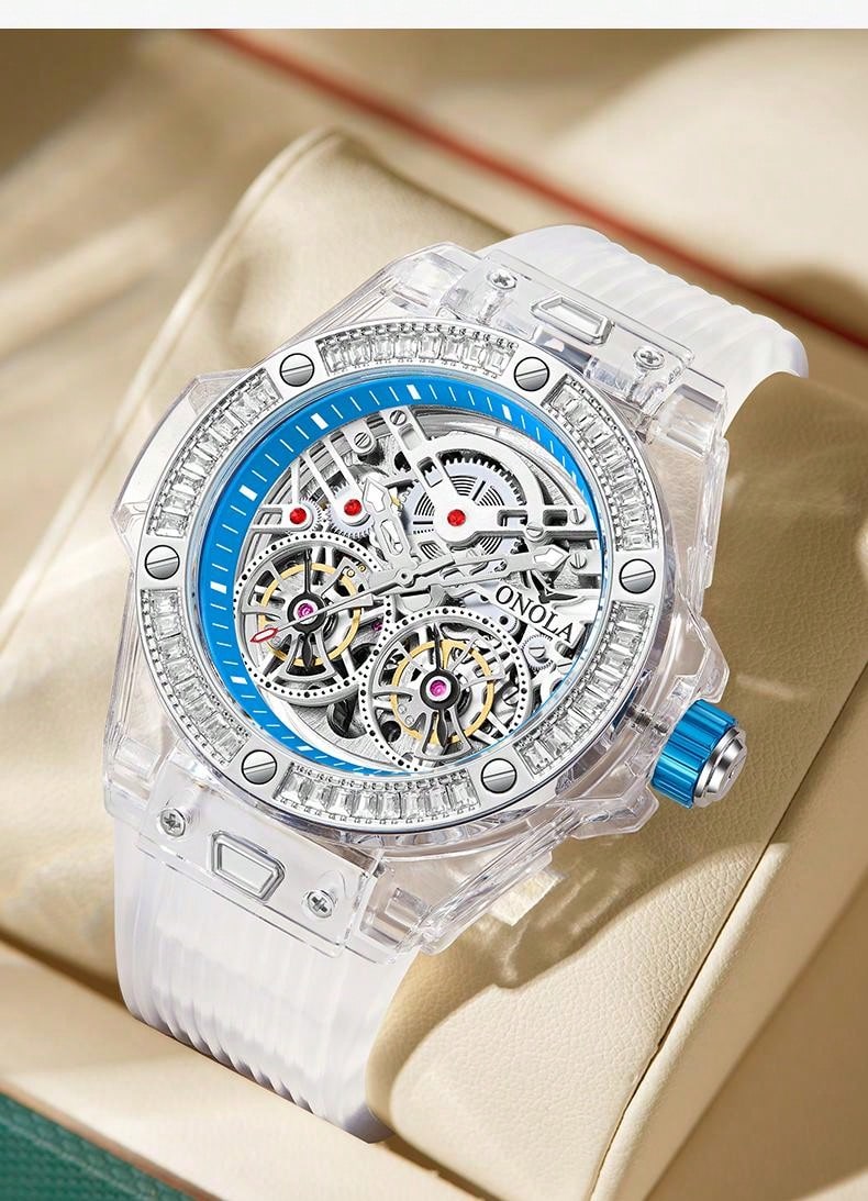 Crystal Blue - White Rubber - Automatic -41mm