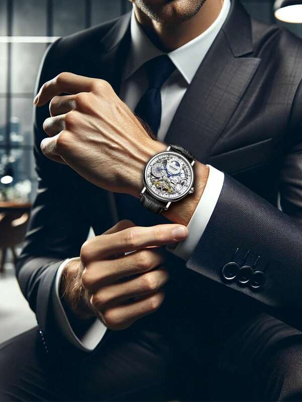 White Silver - Brown Leather - Automatic -41mm