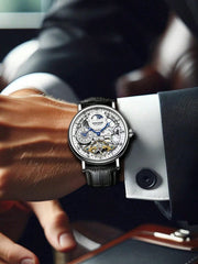 White Silver - Brown Leather - Automatic -41mm
