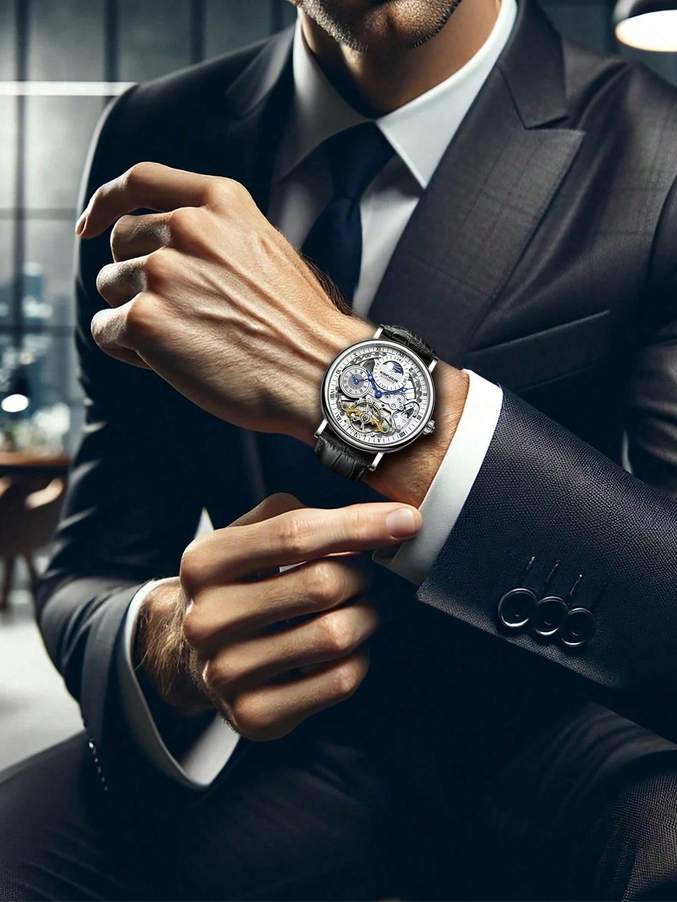 White Silver - Brown Leather - Automatic -41mm
