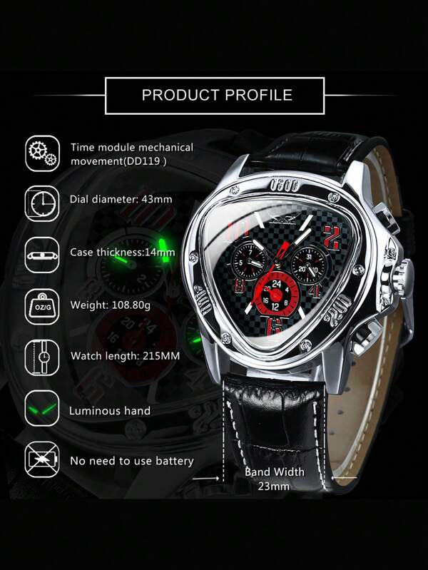 Black Red - Black Leather - Automatic -41mm