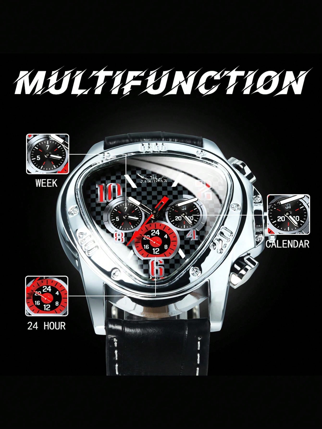 Black Red - Black Leather - Automatic -41mm