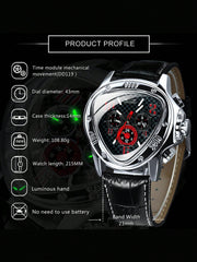 Black Red - Black Leather - Automatic -41mm