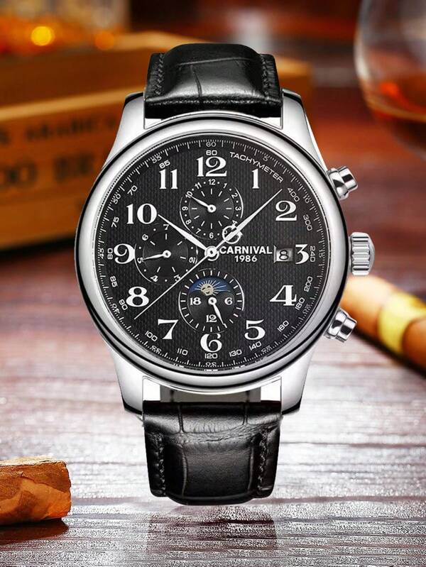 Blue - Black Leather - Automatic -41mm