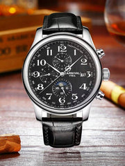 Blue - Black Leather - Automatic -41mm