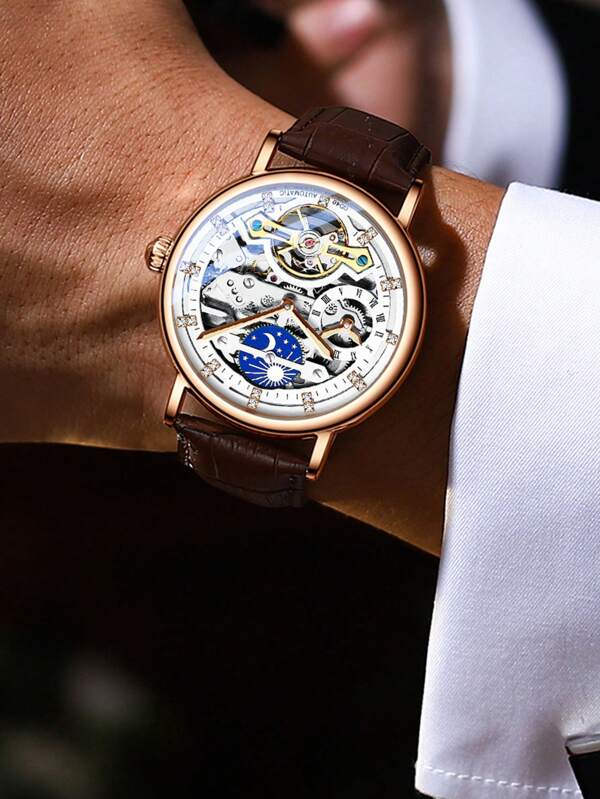 White Silver - Brown Leather - Automatic -41mm