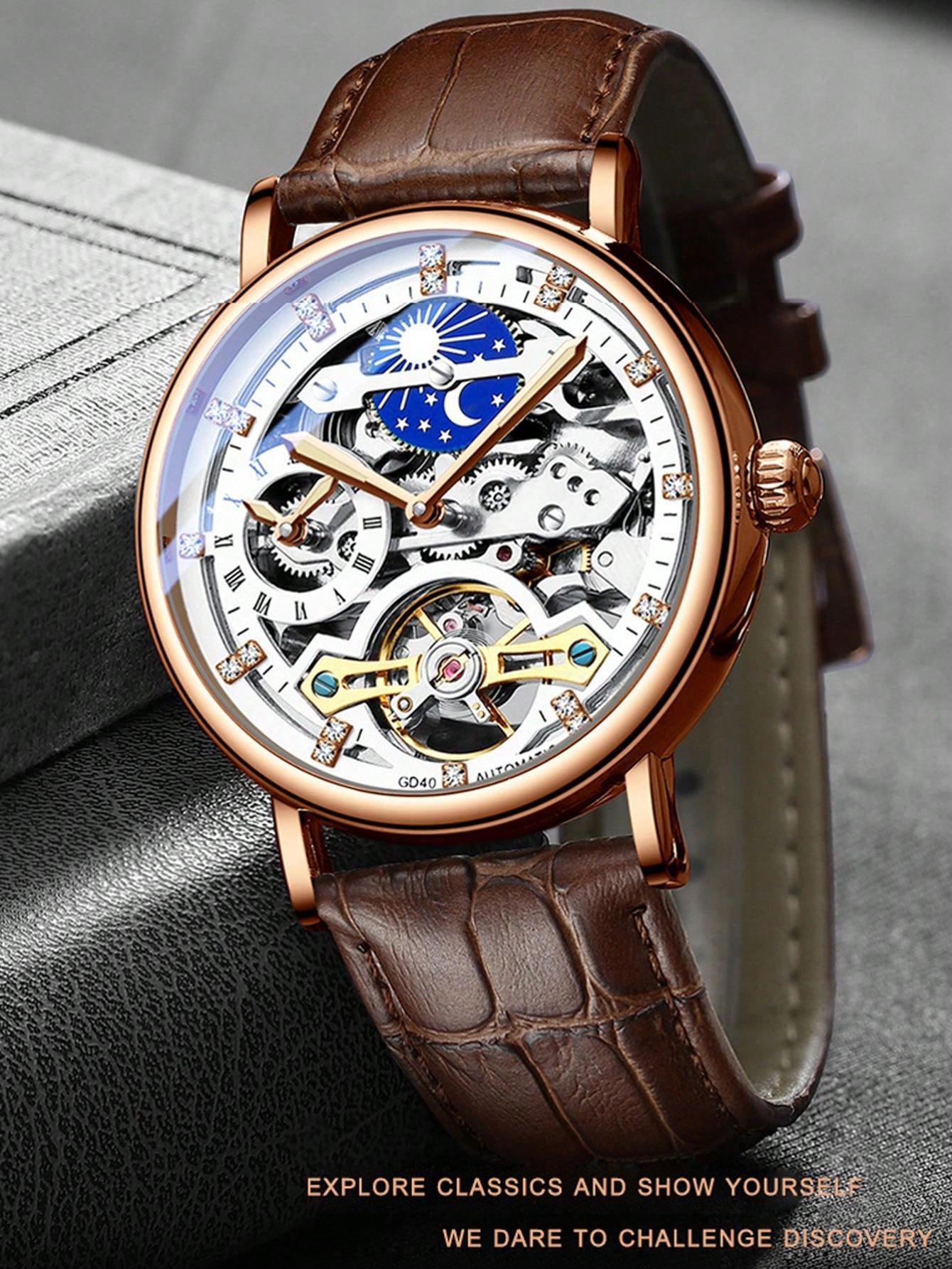 White Silver - Brown Leather - Automatic -41mm