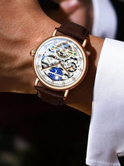 White Silver - Brown Leather - Automatic -41mm
