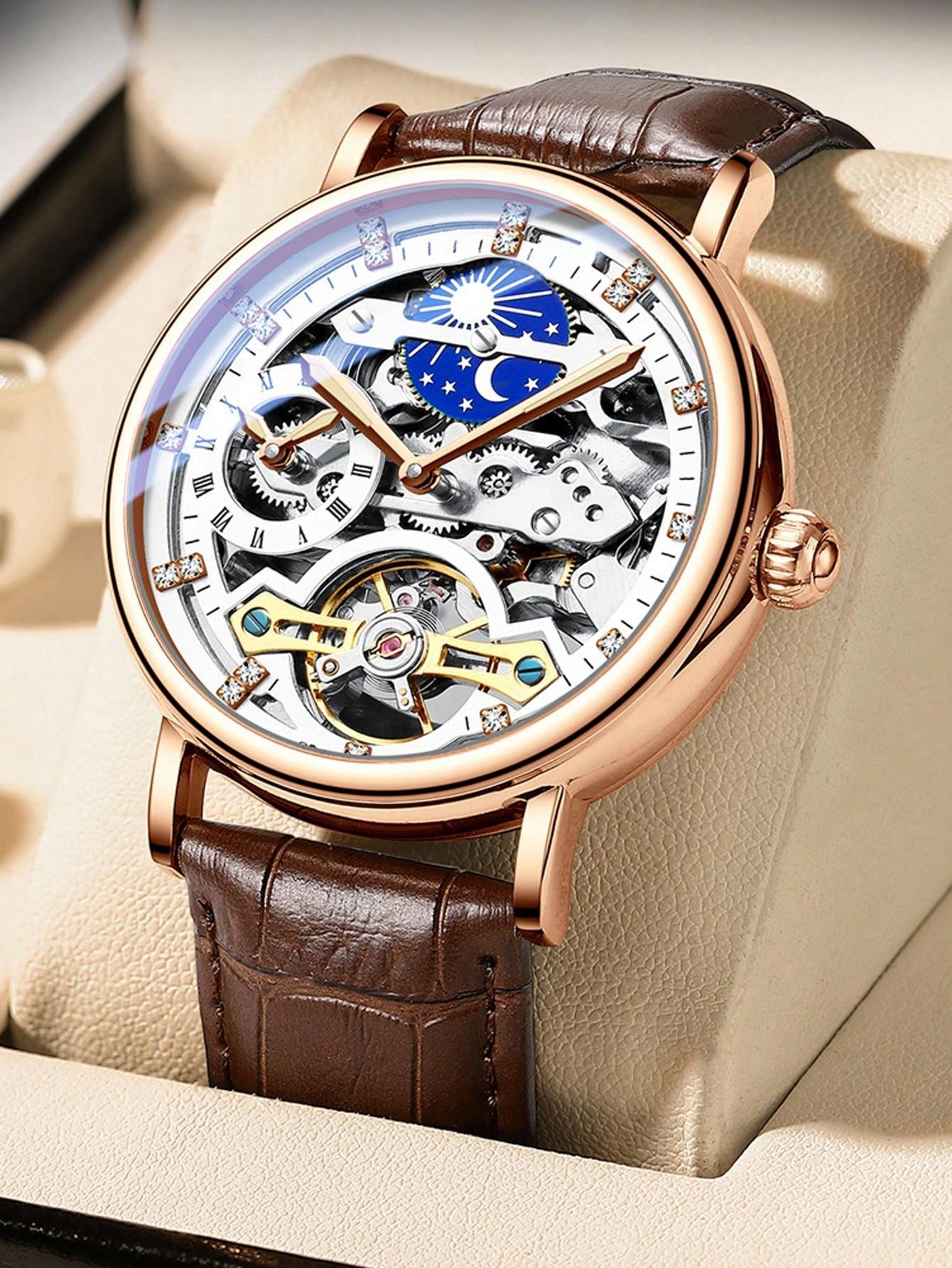 White Silver - Brown Leather - Automatic -41mm