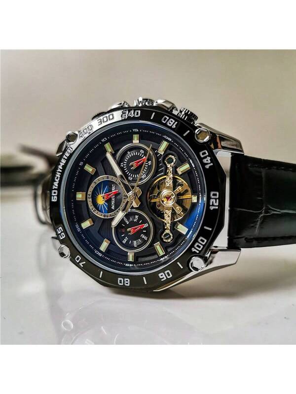 Blue - Black Leather - Automatic -43mm