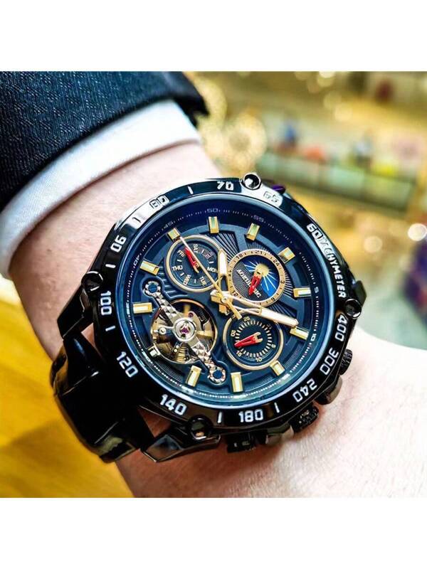 Blue - Black Leather - Automatic -43mm