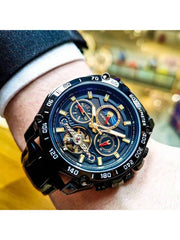 Blue - Black Leather - Automatic -43mm