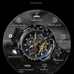 Blue - Black Leather - Automatic -43mm
