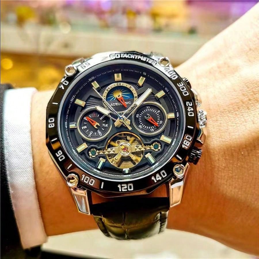 Blue - Black Leather - Automatic -43mm
