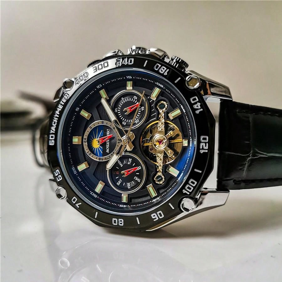 Blue - Black Leather - Automatic -43mm
