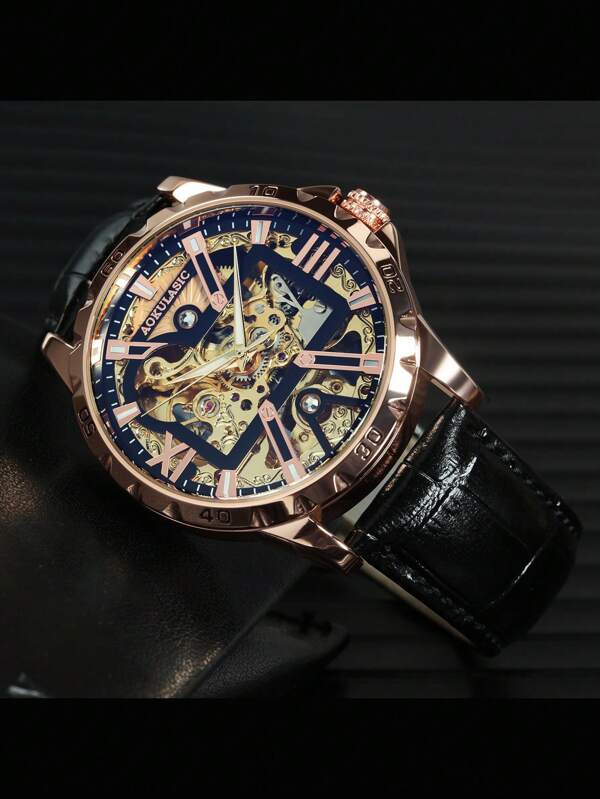 Yellow gold - Black Leather - Automatic -41mm