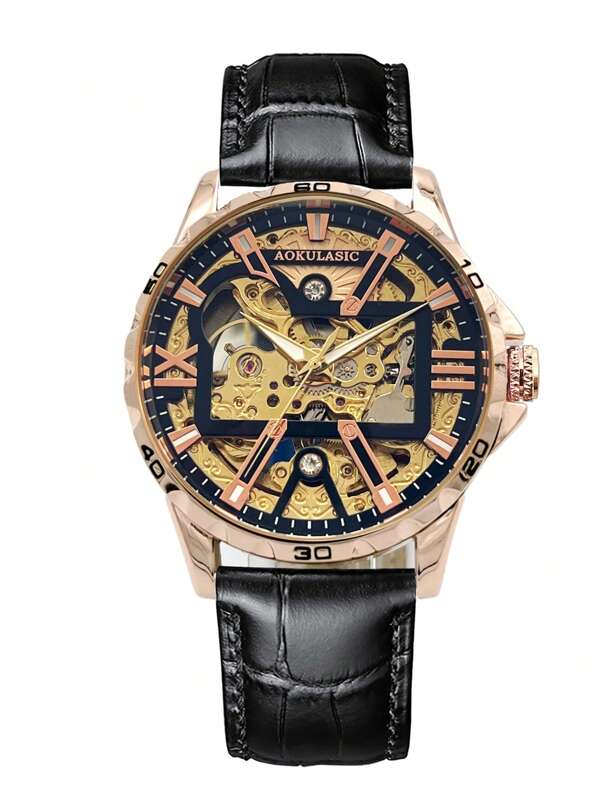 Yellow gold - Black Leather - Automatic -41mm