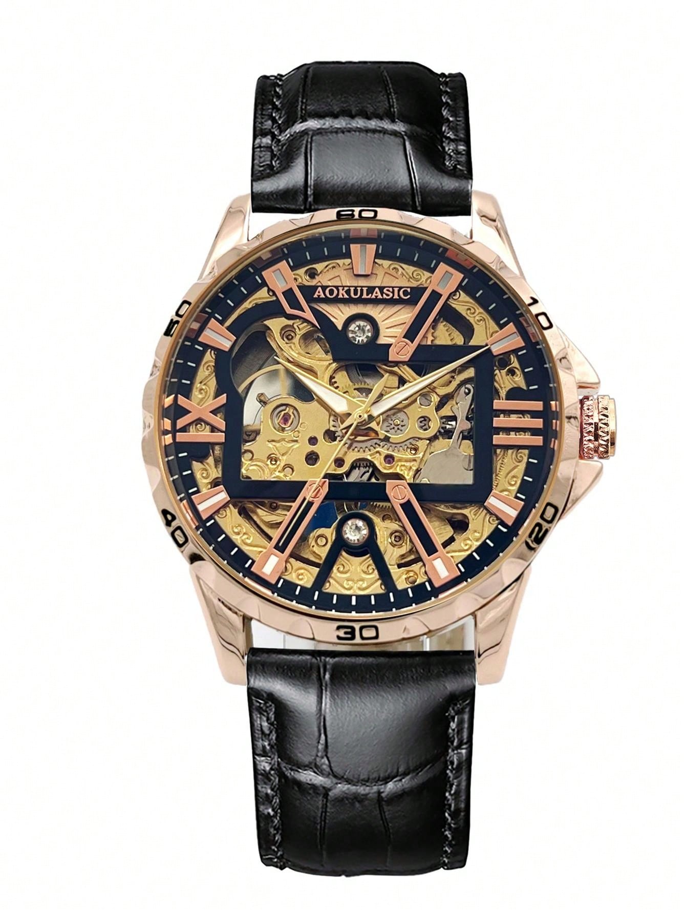 Yellow gold - Black Leather - Automatic -41mm
