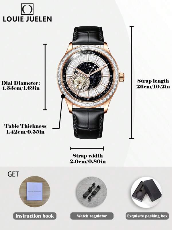 Black White- Black Leather - Automatic -42mm