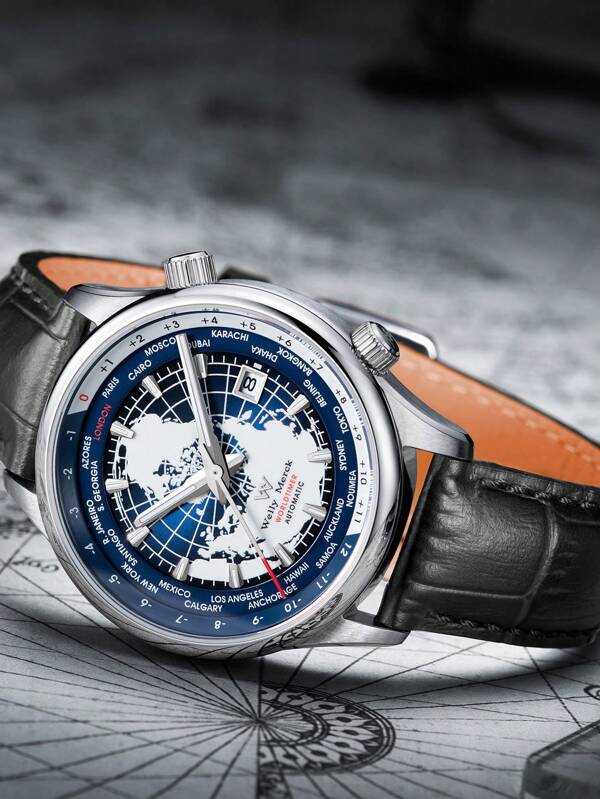 White blue - Black Leather - Automatic -41mm