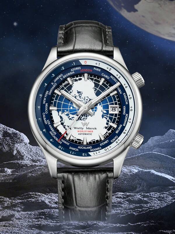 White blue - Black Leather - Automatic -41mm