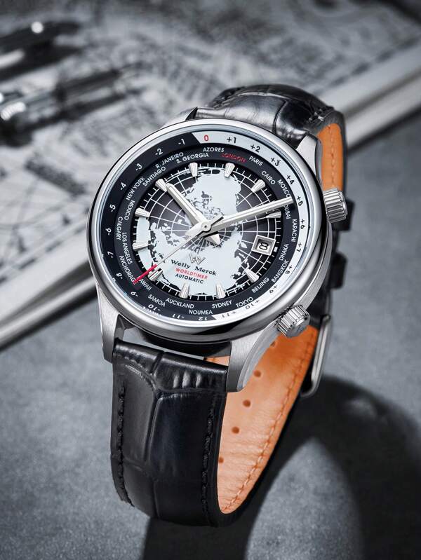 White blue - Black Leather - Automatic -41mm