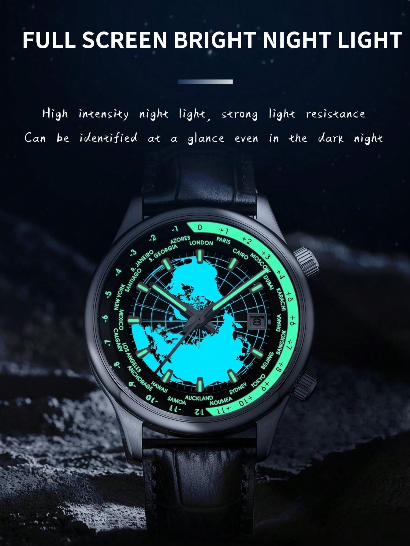 White blue - Black Leather - Automatic -41mm