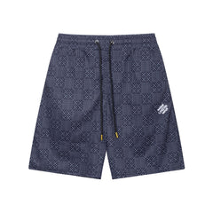 Plaid Letter Embroidery Beach Shorts