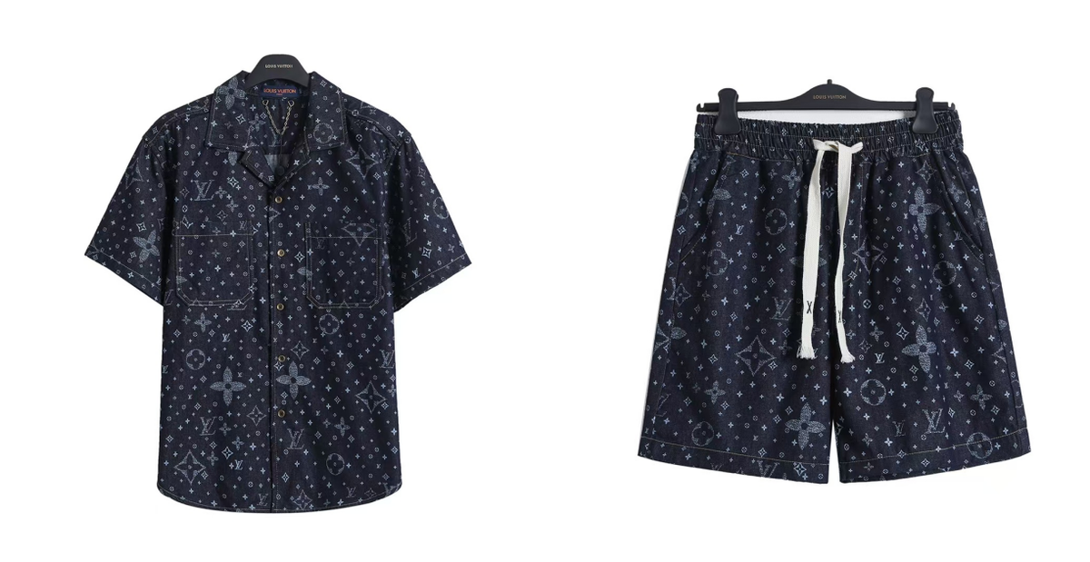 Old flower full print denim suit