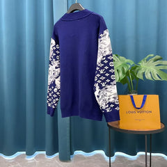 New color blocking half zipper wool knitted sweater