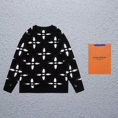 Plucked three-dimensional vintage flower custom wool sweater